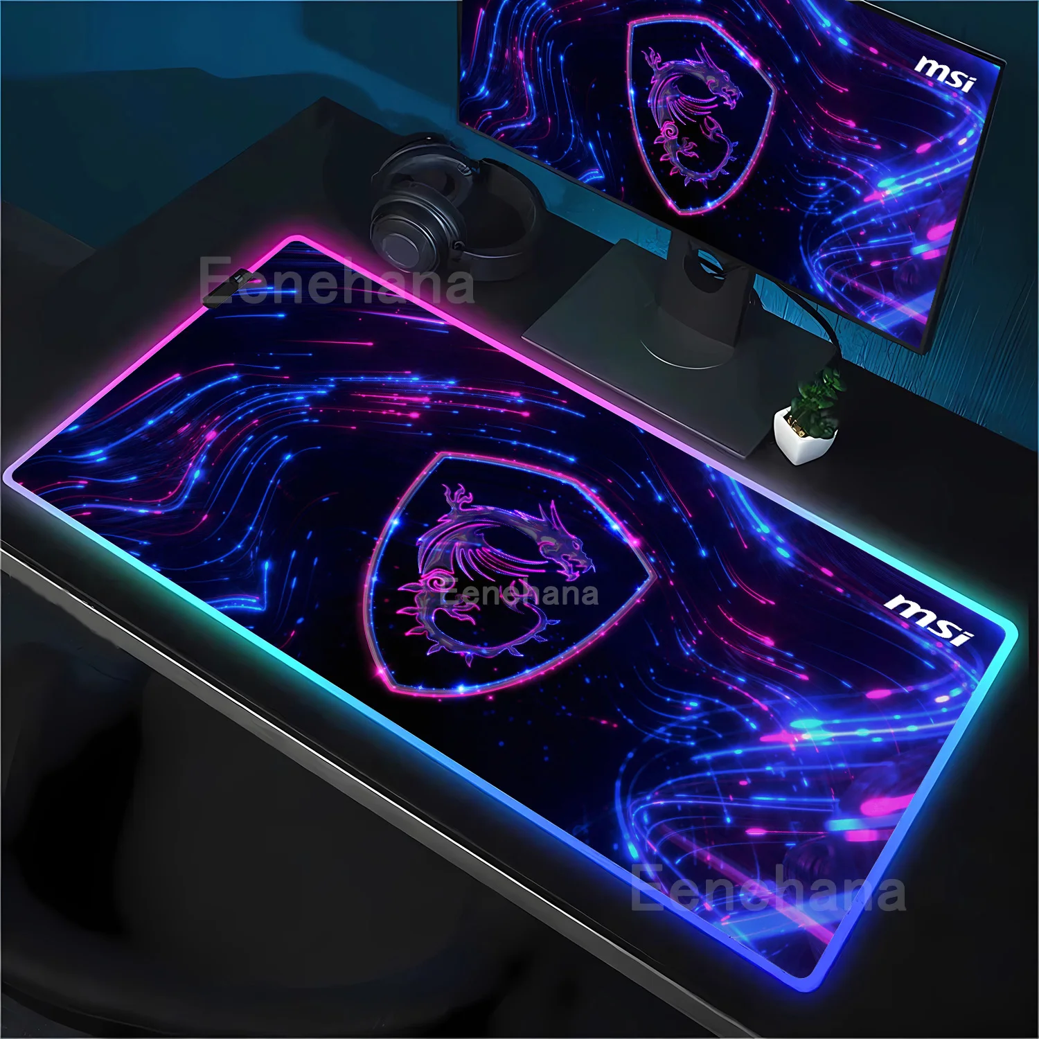 RGB M-MSI dragon Mouse Pad Game Non-slip Rubber Gaming Large 90X40CM LED Mousepad HD Printing Desk Mat Office backlight MouseMat