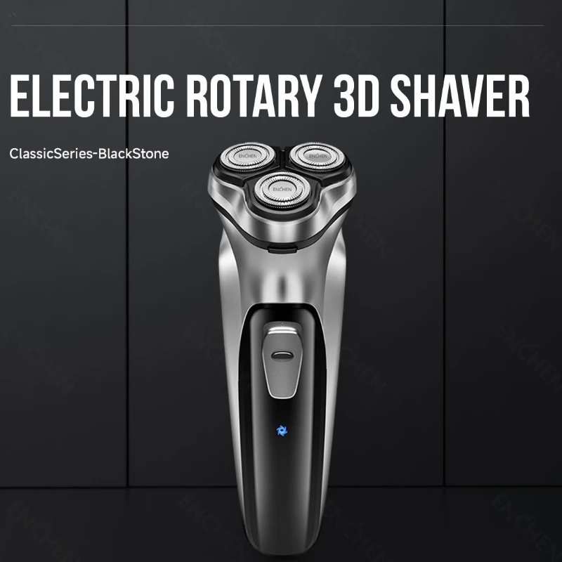 Elektryczna golarka obrotowa dla mężczyzn z ostrzami 3D, golarka elektryczna z możliwością mycia, ładowana przez USB-C, trymer do brody, prezent
