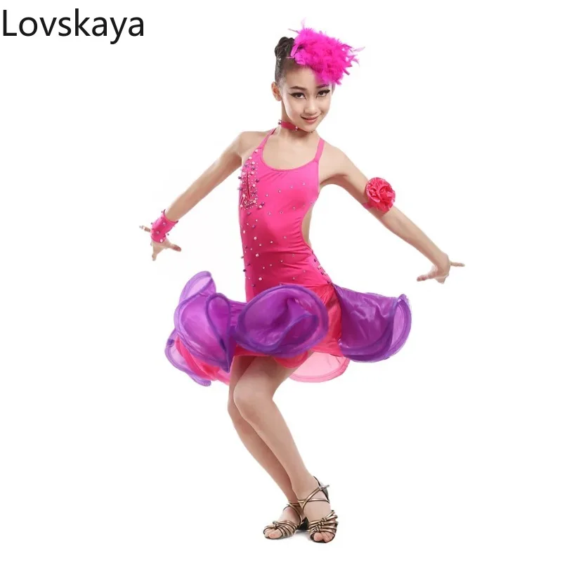 Nieuwe Latin Rokken Kinderen Dansrok Latin Show Kinderkleding Latin Danswedstrijd Kostuums