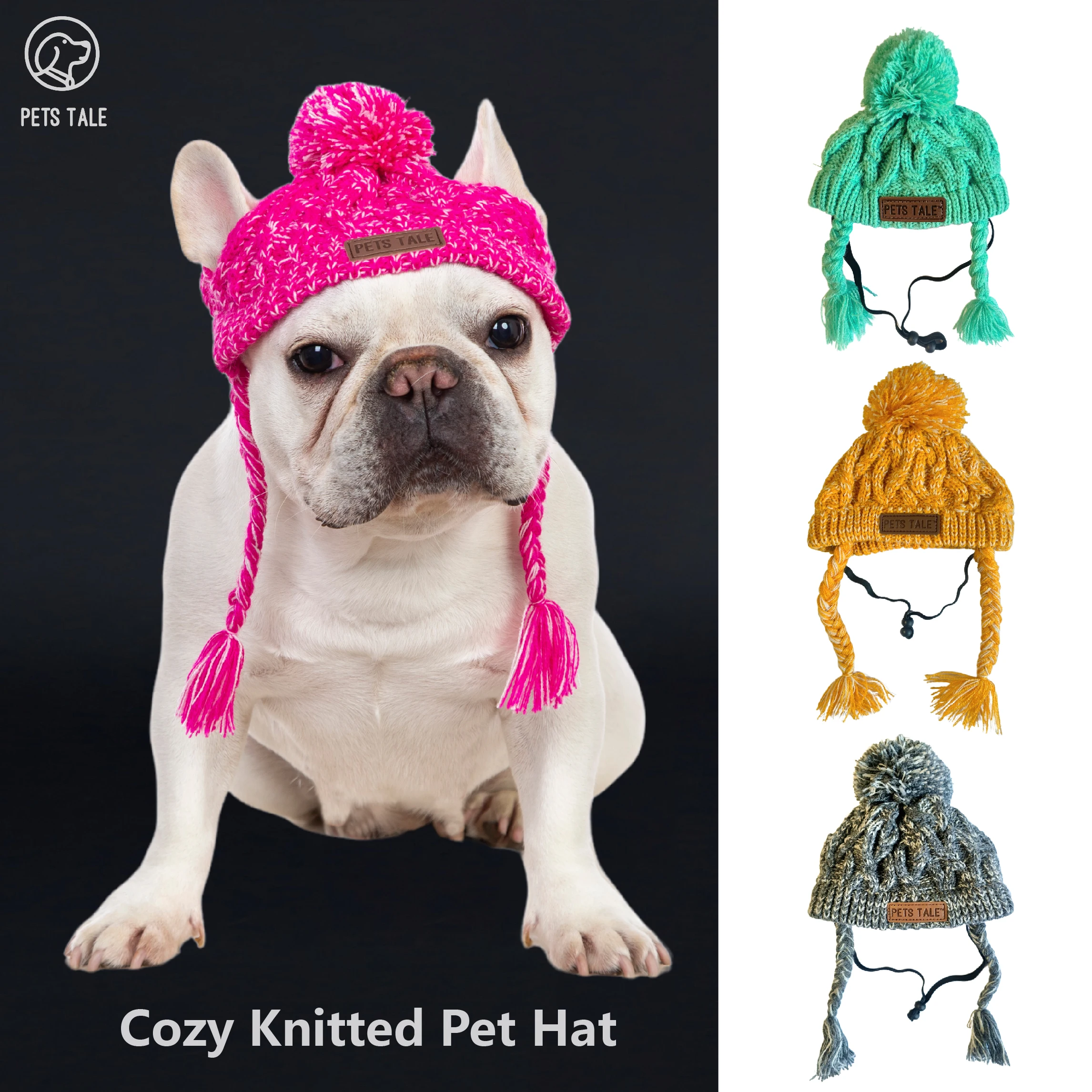 Winter Soft Dog Hats, Warm Pet Dog Knitted Hat, Windproof Knitting Dog Hat