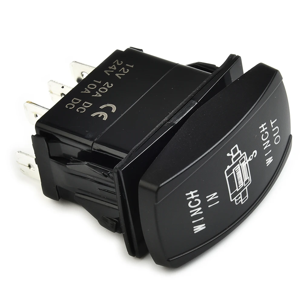 7Pin 20Amp 12V Blue LED Lights Winch In Winch Out (ON)-OFF-(ON) Rocker Switch Momentary LED Switch Momentary Toggle Rocker