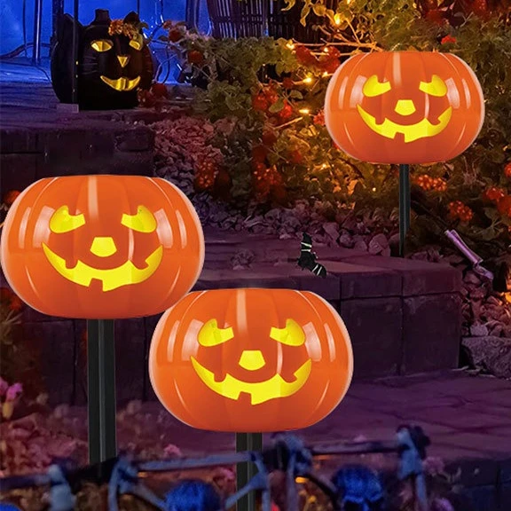

2PCS Halloween pumpkin lantern solar waterproof lawn floor lamp courtyard garden terrace festive atmosphere decorative landscape