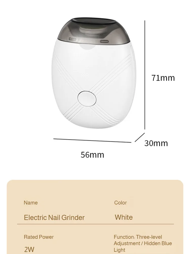 ベビー電動ネイルトリマー USB充電式ネイルトリマー LEDライトと3段階の速度調整機能付き 指爪カッターポリッシャー