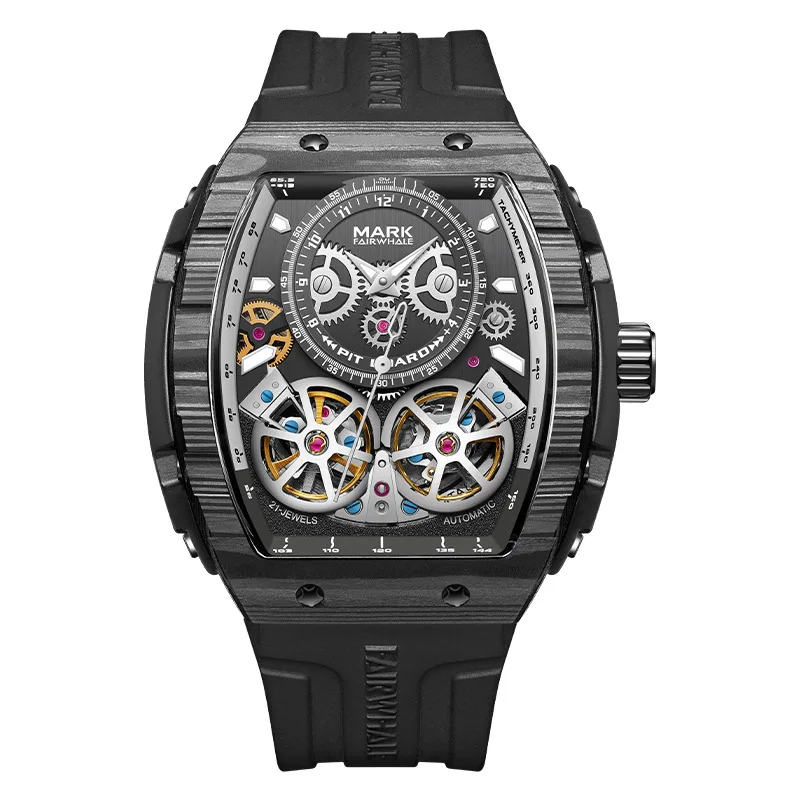 Imagem -03 - Fairwhale-relógio de Pulso Masculino Carbon Fiber Tourbillon Relógio Mecânico Automático Moda Luxo Relógios