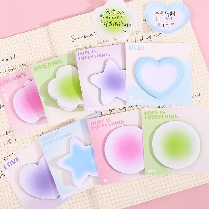 32pcs/lot Kawaii Star Heart Memo Pad Creative Gradient Sticky Note Stationery Notepad Planner Sticker Post Office School Supply