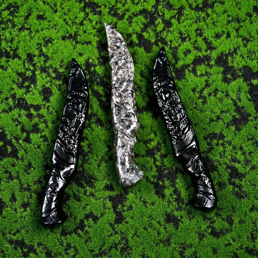 1PC Obsidian/ Yooperlite Knife Carving, Home Decoration, Gemstone Jewelry, Stone Engraving, Birthday Gift - Loose Gemstones - Image 5