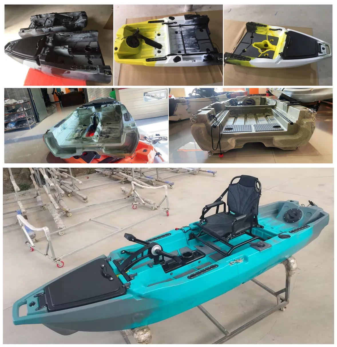 مادة الهيكل المستوردة من HDPE مكونة من قطعتين بدواسة زعنفة واحدة لصيد الأسماك وقوارب الكاياك لشخص واحد
