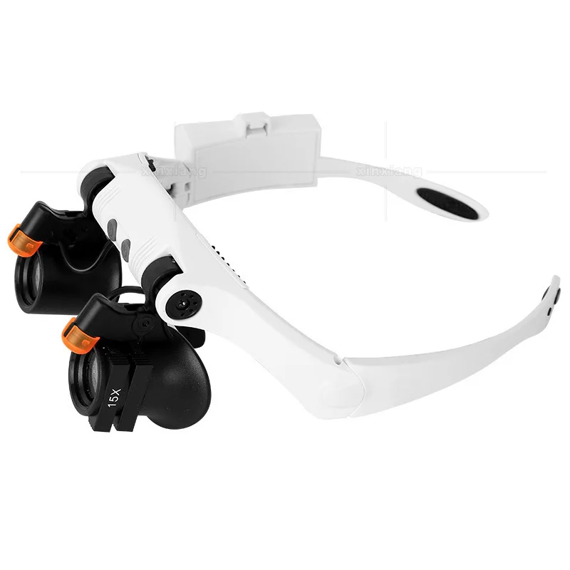 3X 4X 5X 6X 7X 10X 15X Magnifier Glasses 6 Lens Loupe Eyewear Magnifier With Led Lights Headband Lamp Led Magnifying Glasses