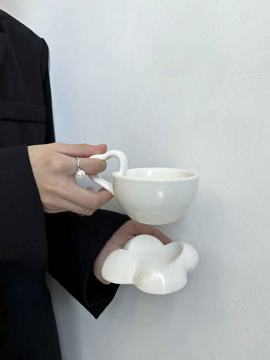 Premium Ceramic Coffee Cup Orange Half Cup Ladies Afternoon Tea Latte Cup Gift Korean Style Texture Design Microwave Safe