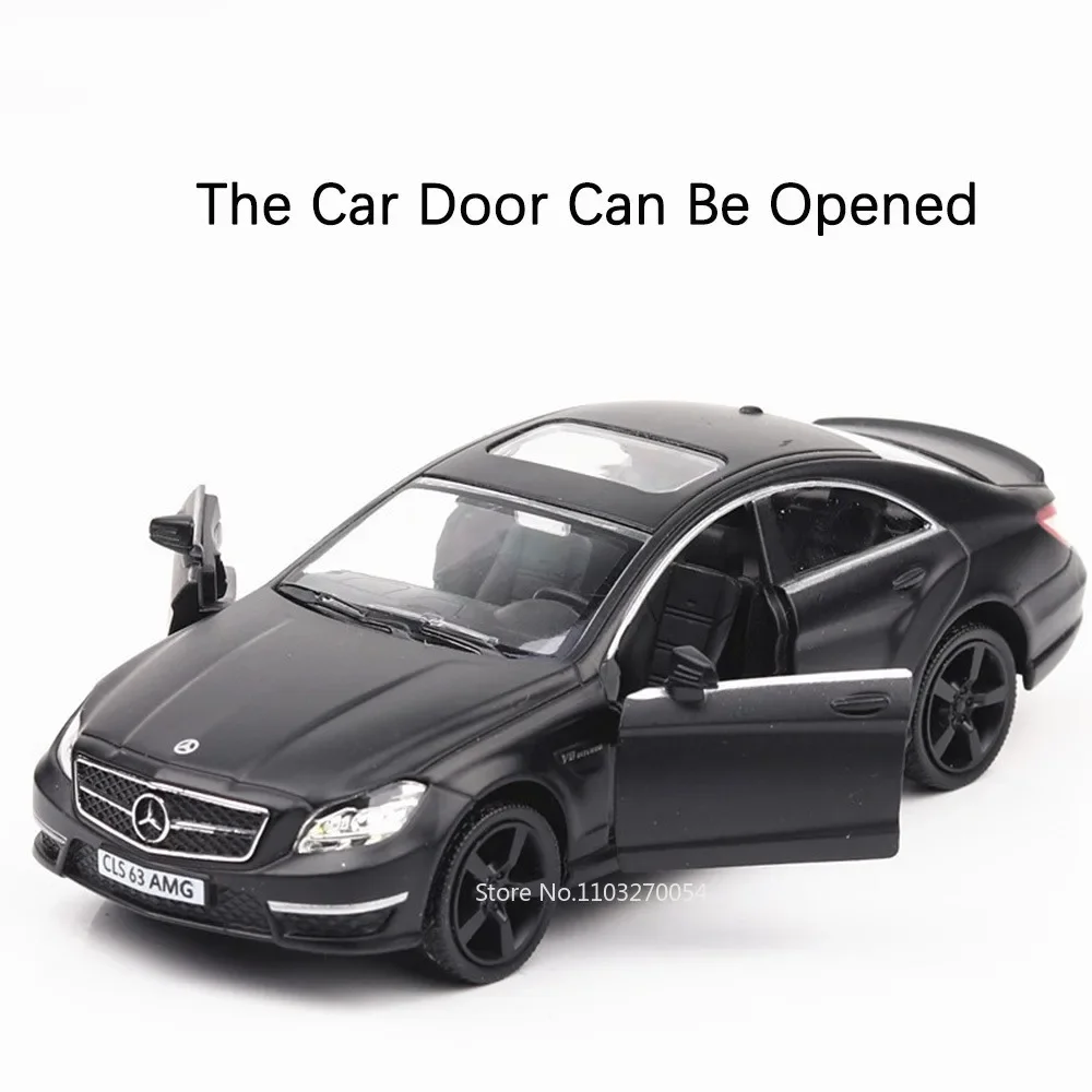 1/36 Mercedes Benz CLS AMG Model Car Toys Diecast Alloy Vehicle Metal Body Rubber Tire Doors Opened Pull Back Toy Gifts for Kids