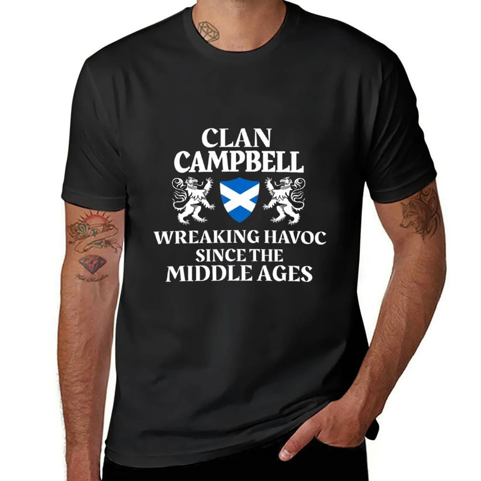 

Campbell Scottish Family Clan Scotland Name Lion T-Shirt summer tops man clothes cotton man t-shirts outfits for men