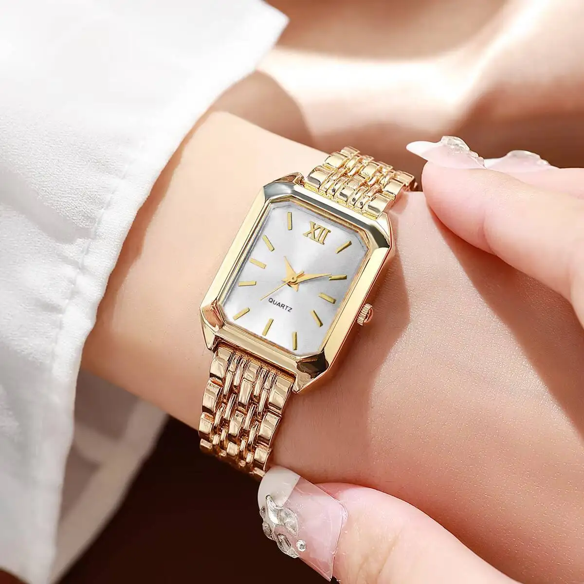 Elegant Rectangle Women Watches Fashion Analog Quartz Wristwatches Reloj Mujer Girls Clock Gift（Without Box）