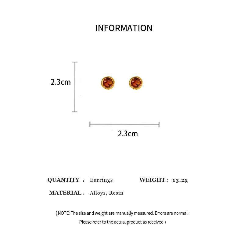Pendientes redondos cuadrados marrones, pendientes de resina de la serie Maillard Vintage francesa, pendientes geométricos irregulares para niñas, joyería para las orejas