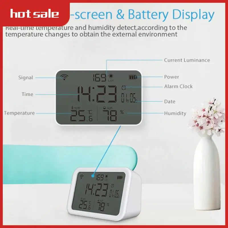 

A33R-Wifi Thermometer Hygrometer Monitor: Digital Light Thermometer Humidity Sensor Meter For Baby Home Indoor Greenhouse