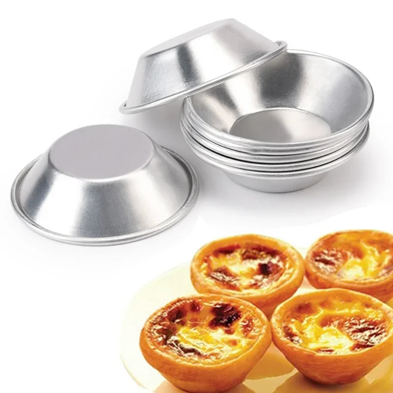 10pcs Kitchen Baking Mold Aluminum Alloy Egg Tart Cup Cupcake Cakes Mould For Pastry Cakes Dessert Mini Cupcake Baking Pan