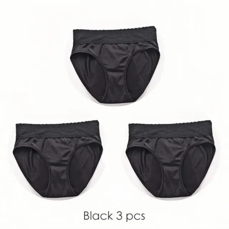 

3Pcs 4 layer ladies menstrual panties physiological period menstrual leakproof absorbent reusable lace side high waist panties
