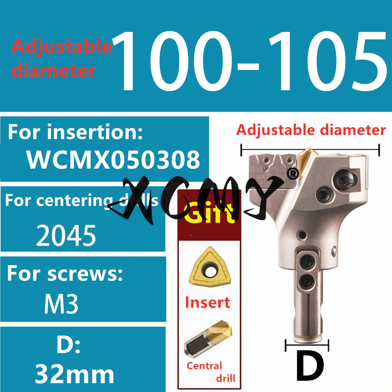 VMD verstelbare diepgat indexeerbare boor met grote diameter 45-160 mm U-boor boorgereedschap voor WCMX WCMT inbrengen