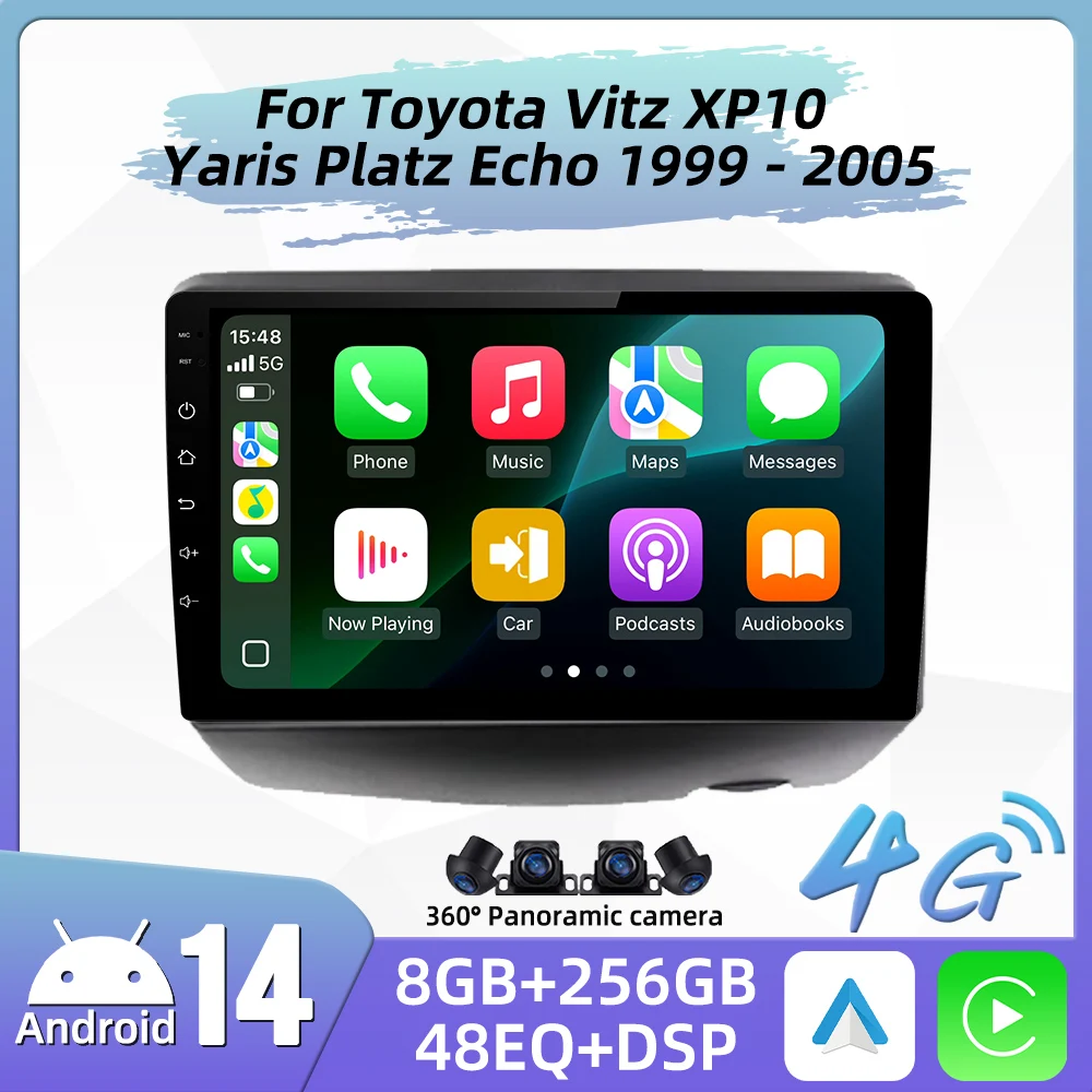 Radio de coche Carplay para Toyota Vitz XP10 Yaris Platz Echo 1999 - 2005 2 Din Android reproductor Multimedia de coche navegación GPS estéreo 4G