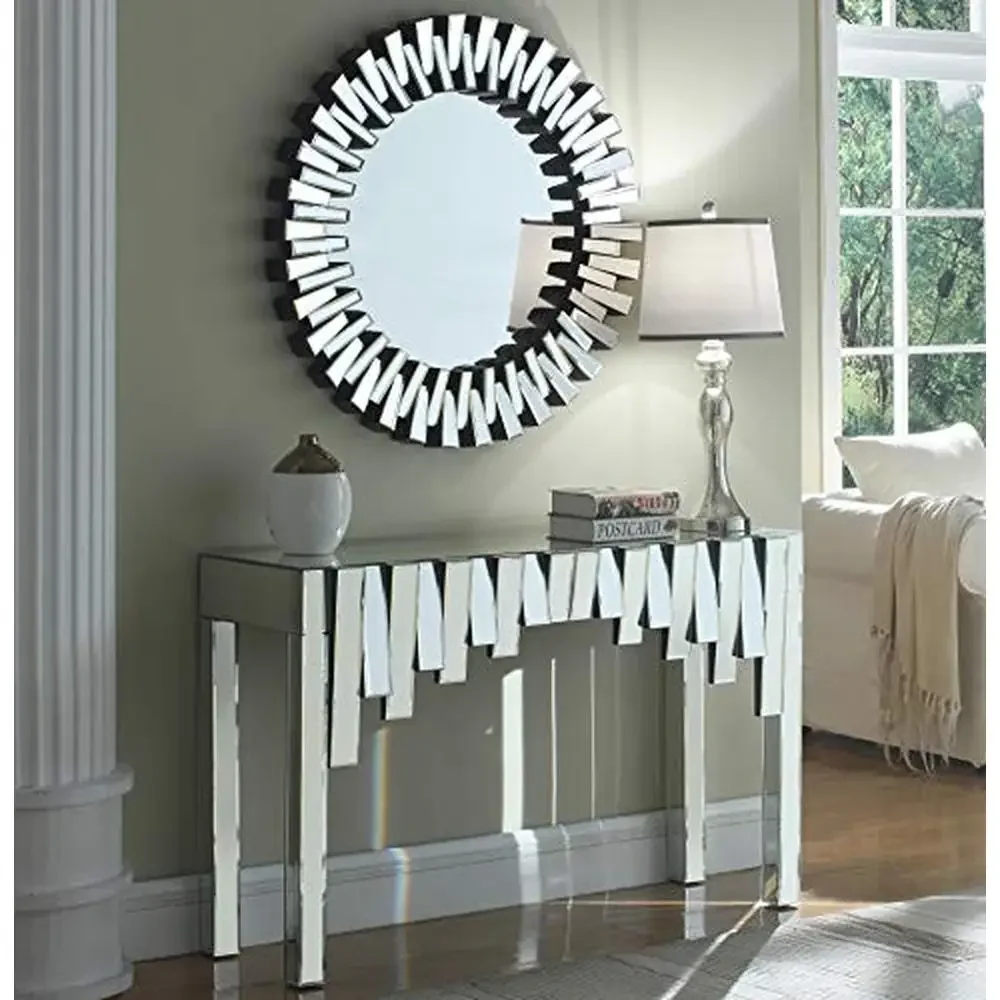 Contemporary Geometric Mirrored Console Table 48