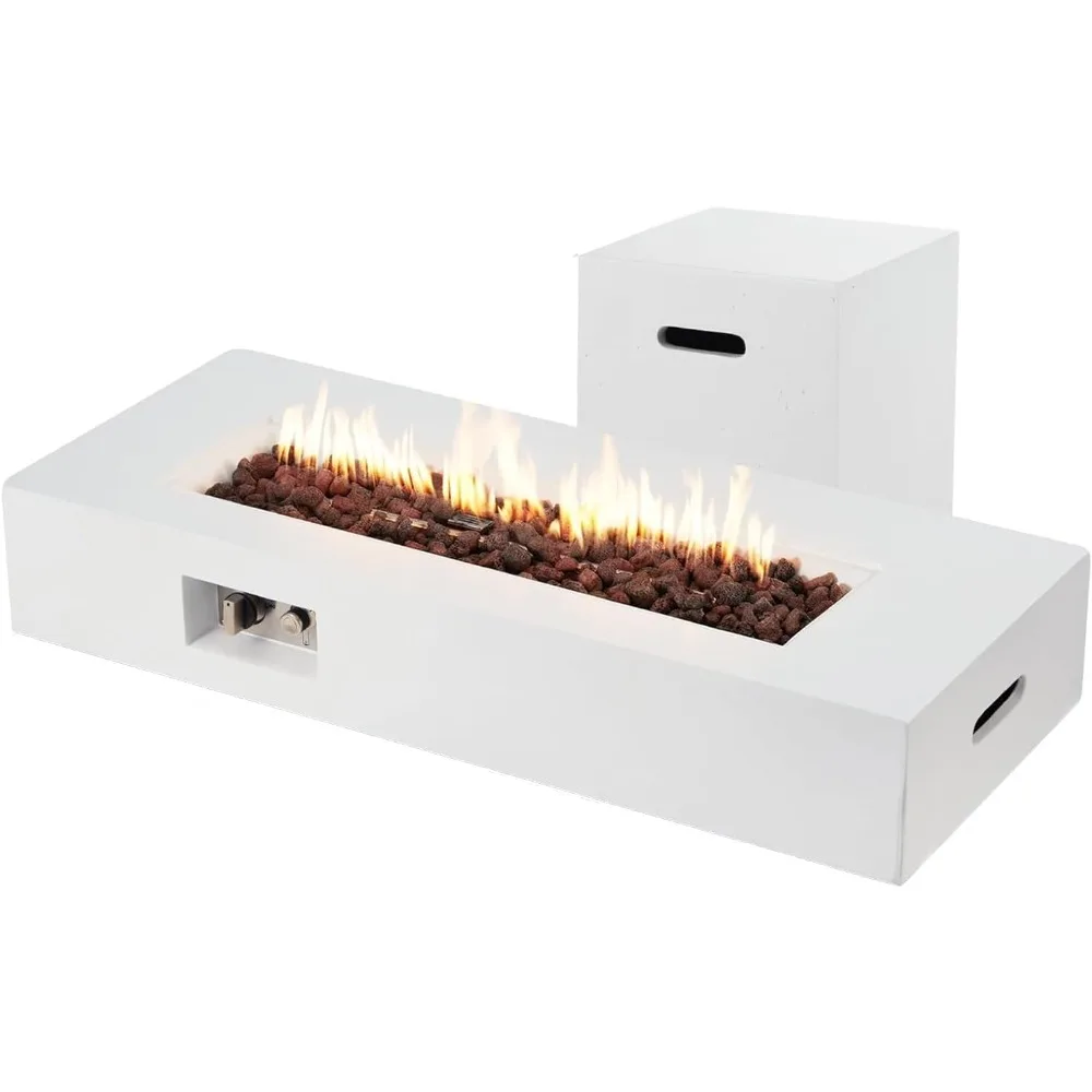 

Прямоугольный стол для костра на пропане с резервуаром, уличный газовый камин на 50 000 БТЕ для патио, низкопрофильный 42