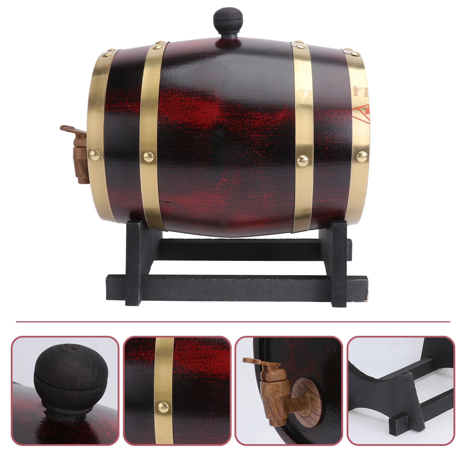 

1pc Solid Wood Wine Barrel Set 3 Liters With Faucet Beer Storage Bucket For Home Bar Decor Rustic Wooden Beverage Dispenser For