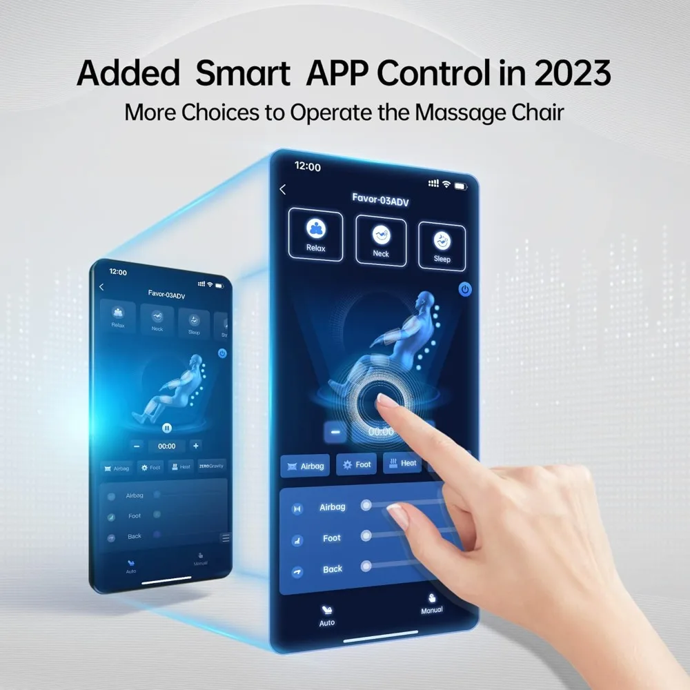 Kursi Pijat Seluruh Tubuh 2025 dengan Dual-core S Track, Kursi Pijat Shiatsu Zero Gravity dengan Kontrol APP dan LCD, Kontrol LCD