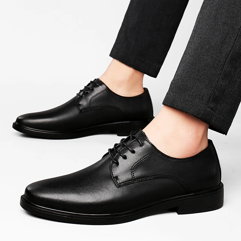 Mens Oxford Shoes lace up fashion Genuine Leather Brogue Dress Shoes outdoor Classic Business Formal wedding party Shoes Man