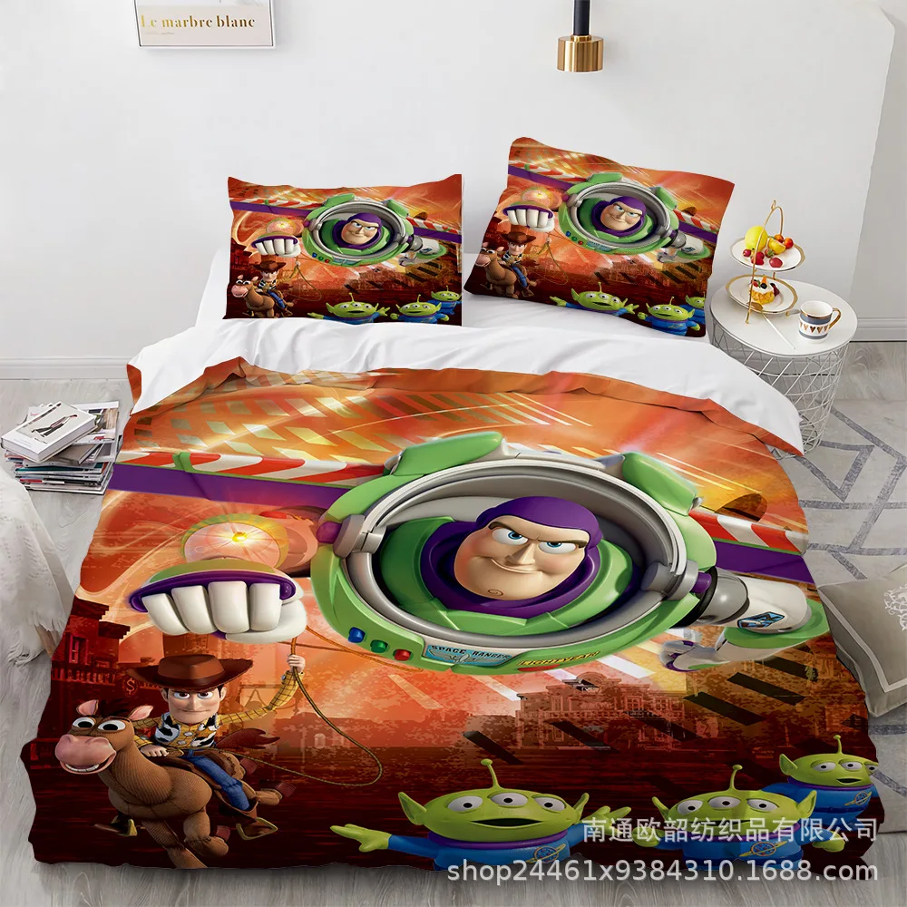 Disney Animation Toy Story 3 Woody Home Pillow Cover Bedding Set Bath Lightyear Bedroom Adult Double Bed Three Piece Set