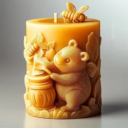Relief Bear Scented Silicone Candle Molds Honey 3d Bear Honeycomb Diffuser Stone Plaster Epoxy Resin Molds Candle Making Kit