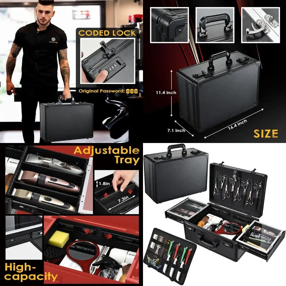 

Professional Barber's Travel Case with Sliding Tray for Clippers, Scissors, and Tools