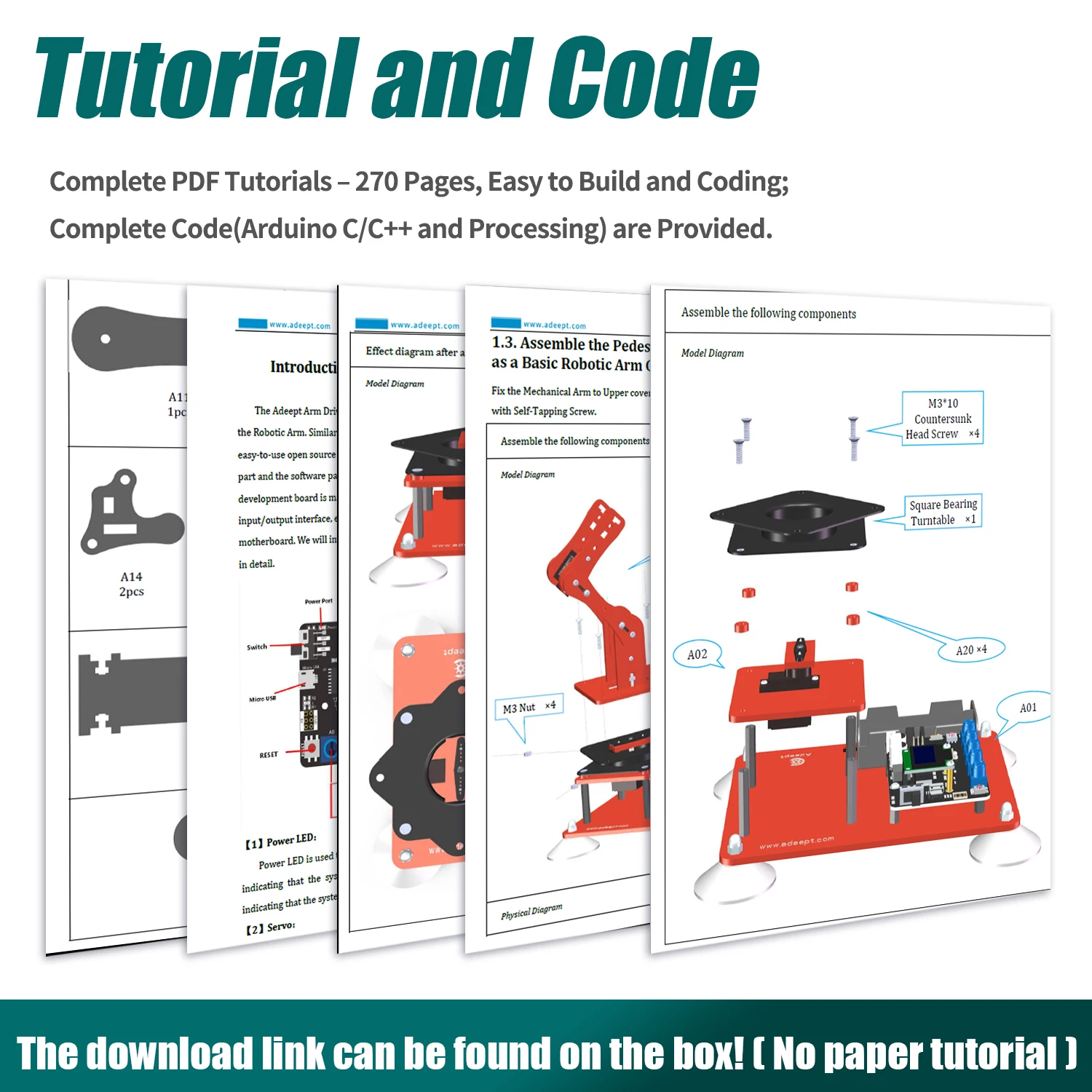 Adeept 5-DOF Robotic Arm Kit Compatible with Arduino IDE, Programmable DIY Coding STEM Education