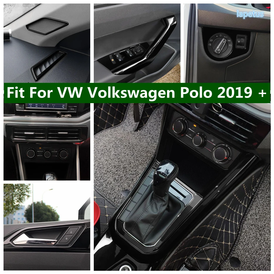 Car Air Vent AC Outlet Decoration Frame Head Light Lamp Switch Window Lift Button Cover Trim For VW Volkswagen Polo 2019 - 2023