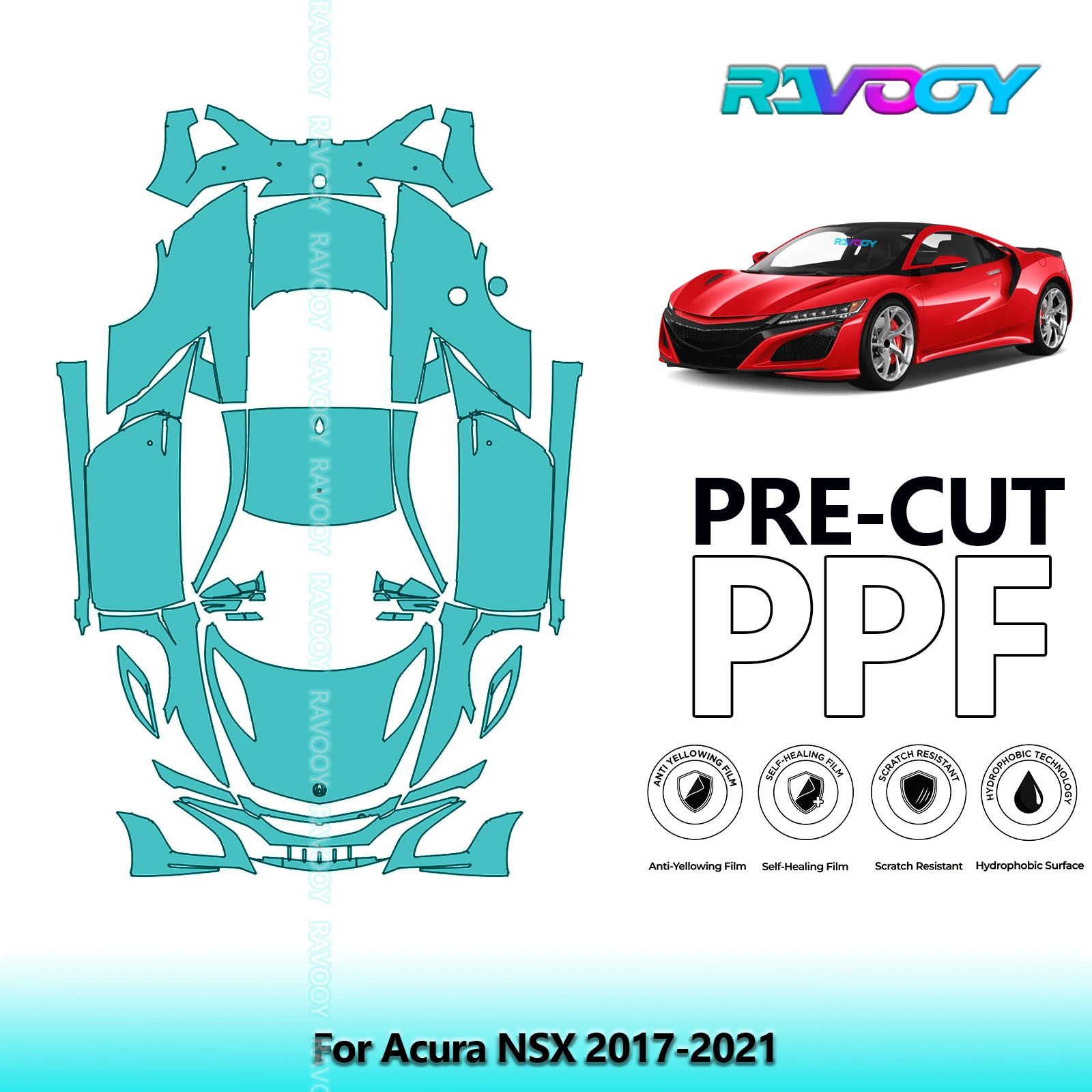

Full Vehicle Clear Bra Precut PPF Paint Protection Film For Acura NSX 2017-2021