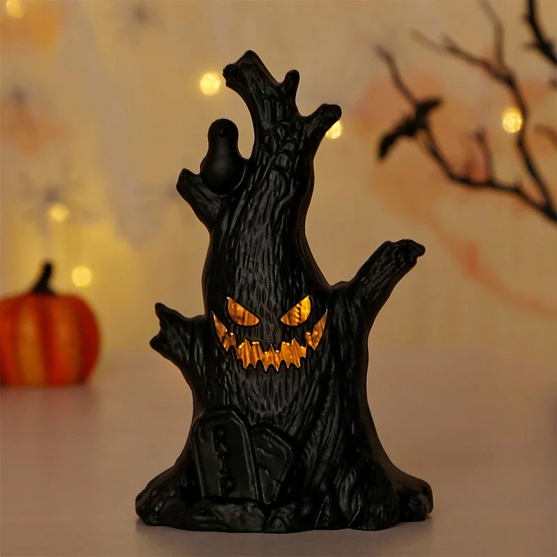 LED Halloween Ghost Faces Tree Night Light Flameless Candles Halloween Party Decorations Festival Gifts For Children Adults