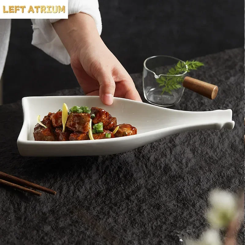 Ceramic Special-shaped Wine Bottle Deep Plate Cold Dish Hotel Restaurant Tableware Irregular Small Artistic Conception