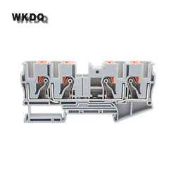 10Pcs PT-6-QU Push-in Feed-through Terminal Block Din Rail 6mm² 4 Connections Wiring Electric Connector PT6-QUATTRO