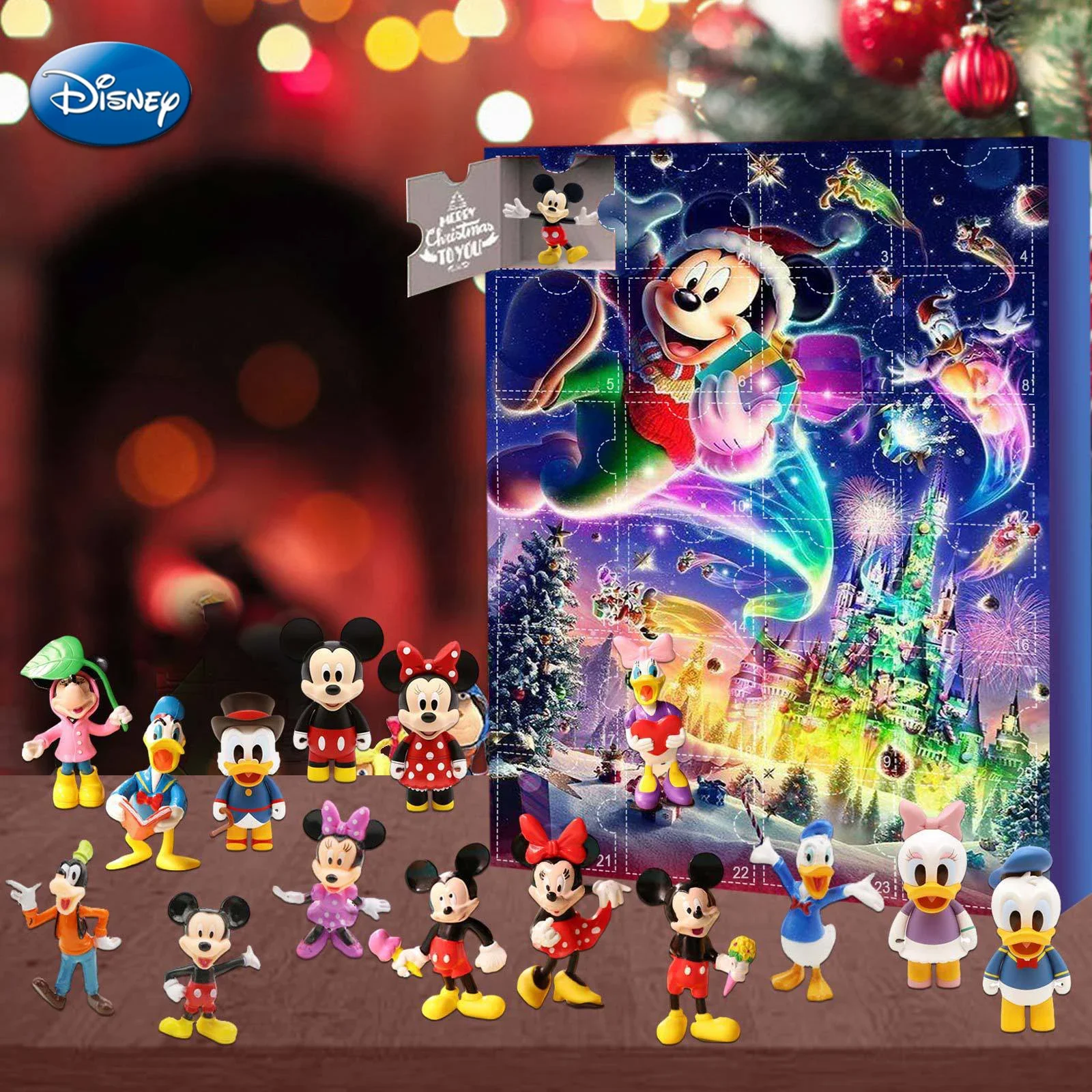 Disney Anime Lilo and Stitch 2023 Christmas Advent Calendar Box Mickey Minnie Cartoon Figures Kid Gift Box Party DIY Decorations