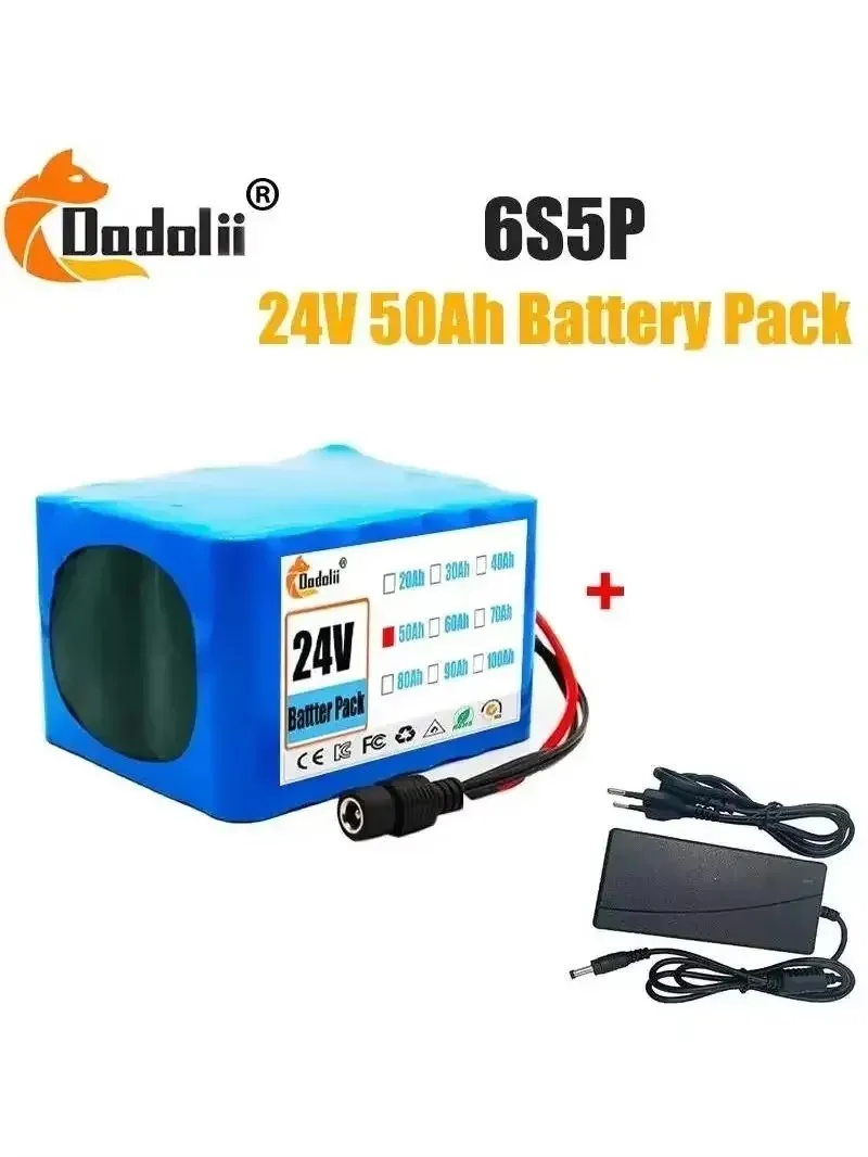 

High Capacity 6S5P 18650 24V Battery Pack 50Ah Lithium Ion Battery for Ebike Electric Bicycle with BMS + Charger