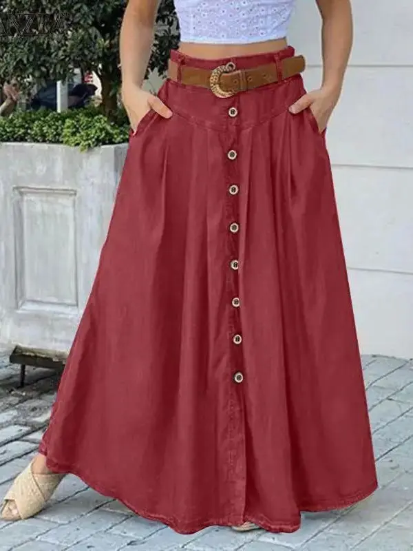High Waist A-Line Casual Skirt Women's Ele Versatile Long Skirt Comfortable Fit High Waist Design for Autumn Season