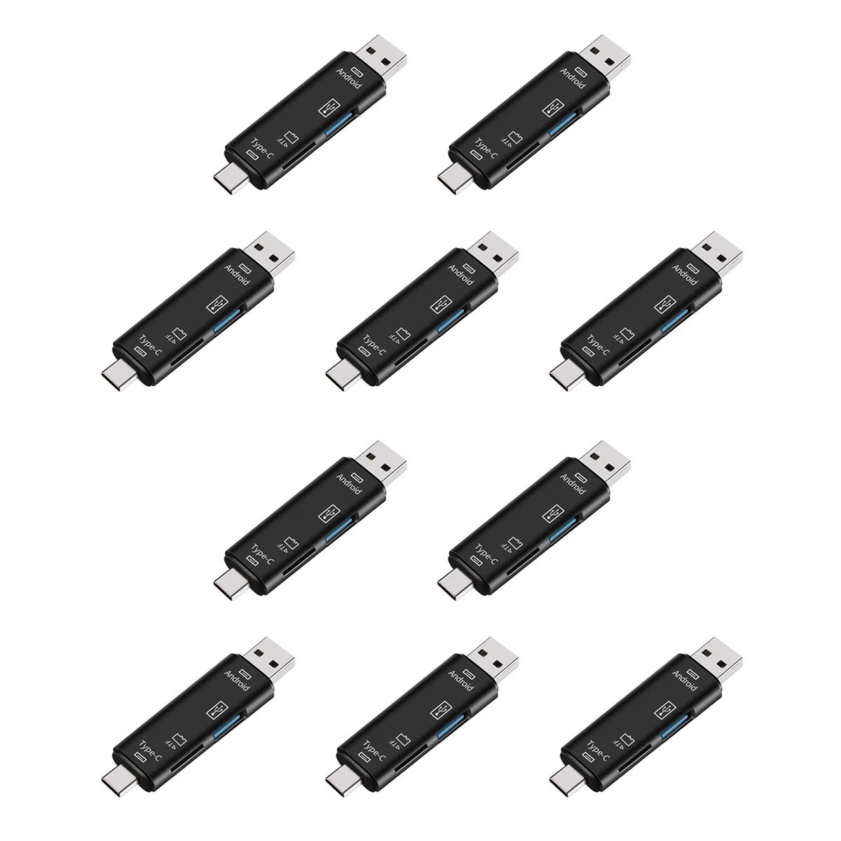 -ABDH 10X 5-In-1 Multifunctional OTG Card Reader Micro-SD / SD Card / USB Reader Support TF Android Type-C Phone Universal