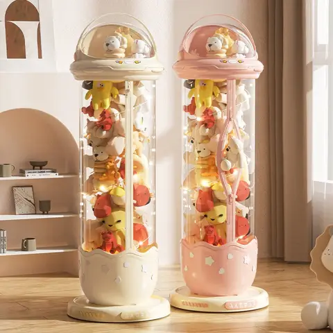 Astronaut Doll Storage Box Children's Plush Toys Storage Boxes Transparent Plastic Stuffed Home Storage Organization Zipper Bin