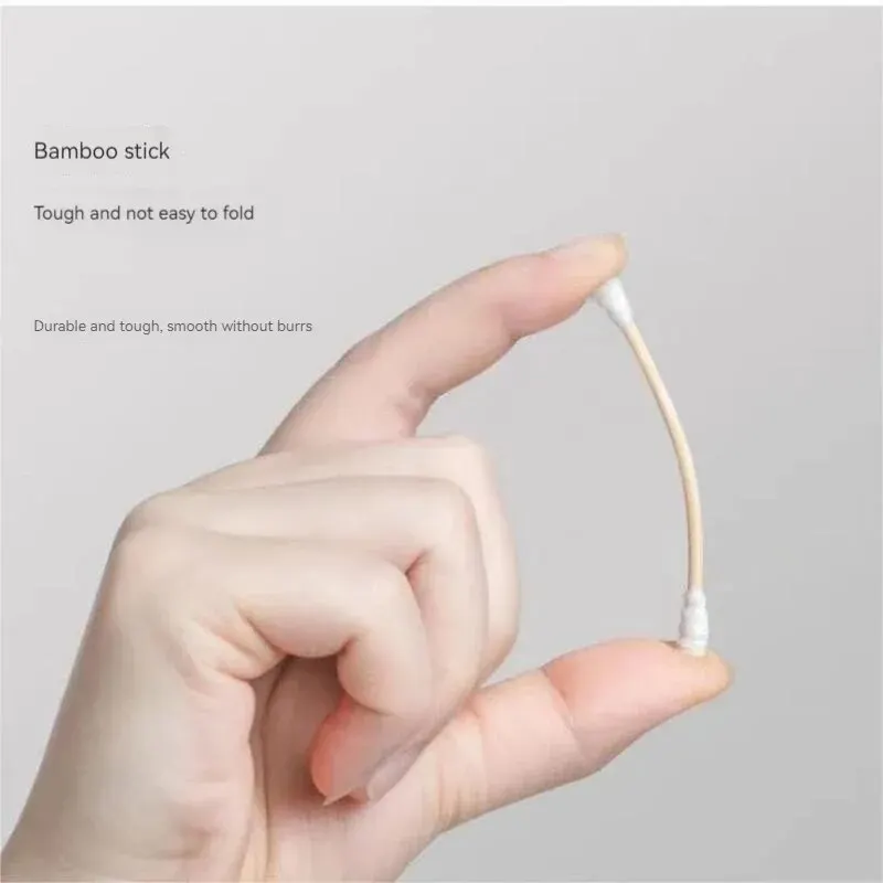 200PCS Wooden Double-Ended Cotton Swabs Make-Up Cleaning Disposable Cotton Swabs Medical Household Hygiene Ear Pulling