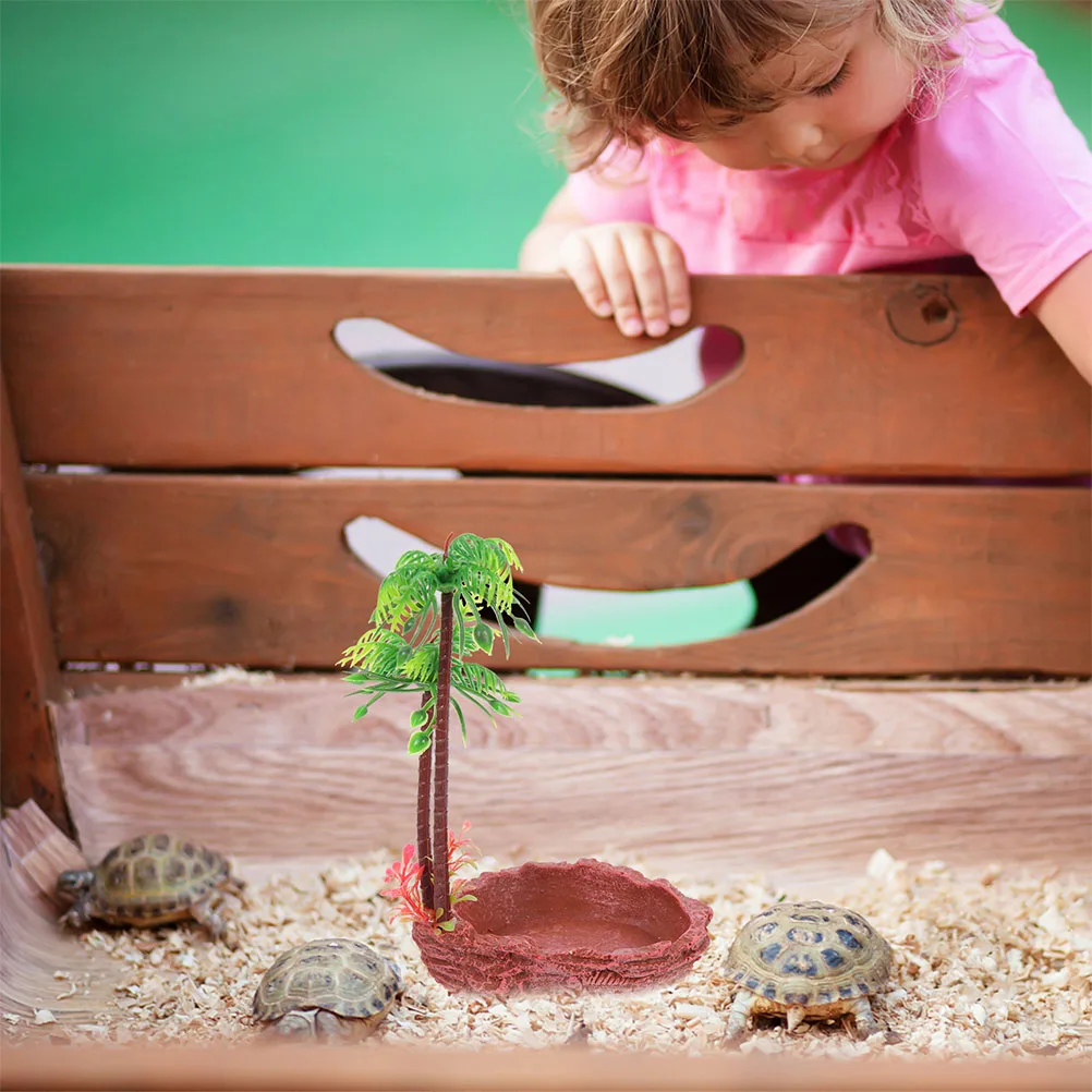 

2Pcs Reptile Feeding Dish Resin Bowl Creative Design Safe Durable Practical Tool Lizard Snake Turtle Snack Supplies