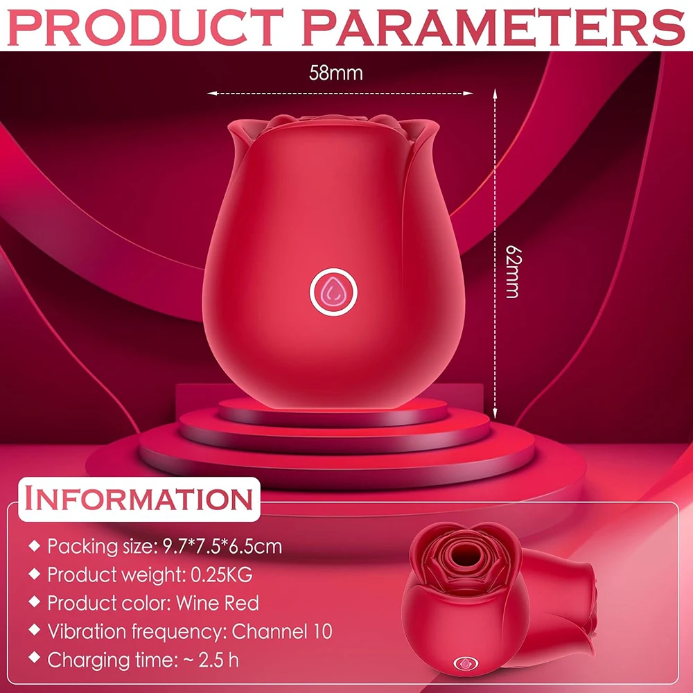 Rose Vagina Sucking Vibrator Women Nipple Anal Massager Oral Clitoral Vacuum Stimulator Female Masturbator Sex Toys for Adults - view 2