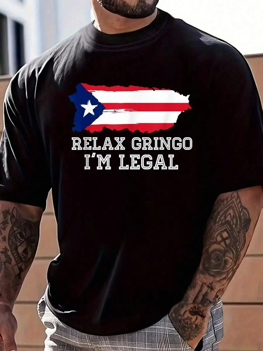 100% Cotton Relax I'm Legal T Shirt Puerto Rico Flag Shirt Gift T-Shirt Women's Men's Graphic Tee Causal Tops Fashion Tshirt Sho