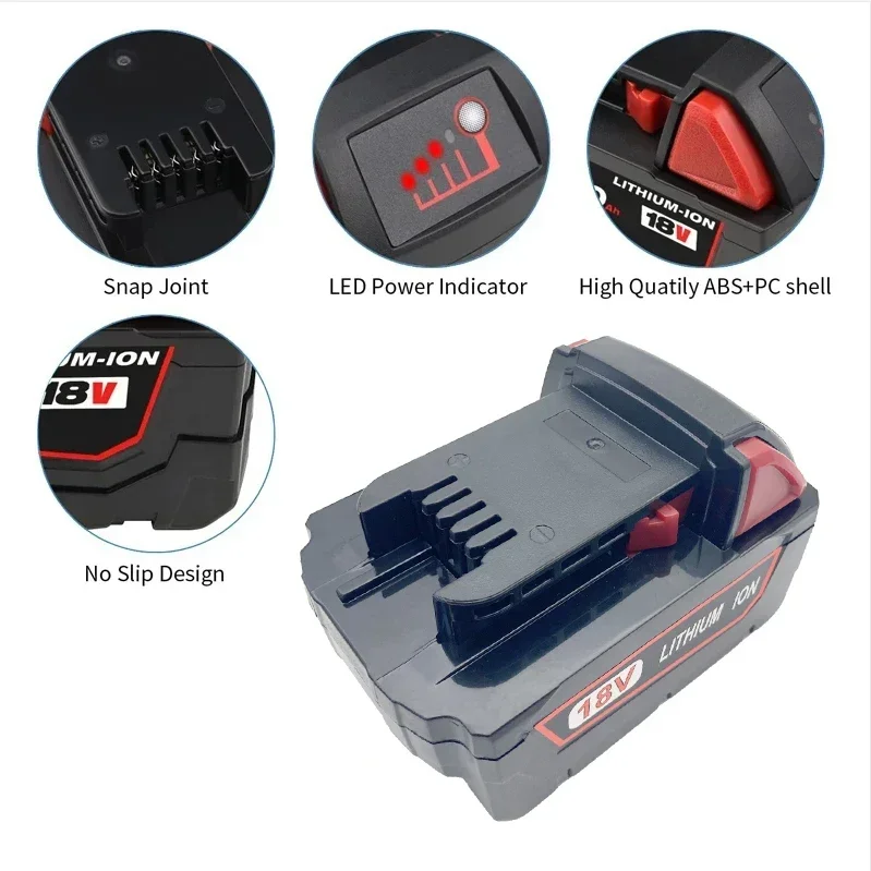 18V 5Ah 7Ah, For Milwaukee M18 Electric drills, saws, hammers, cutting machines, etc battery, M18B M18B2  M18B4  M18B9 M12 M14