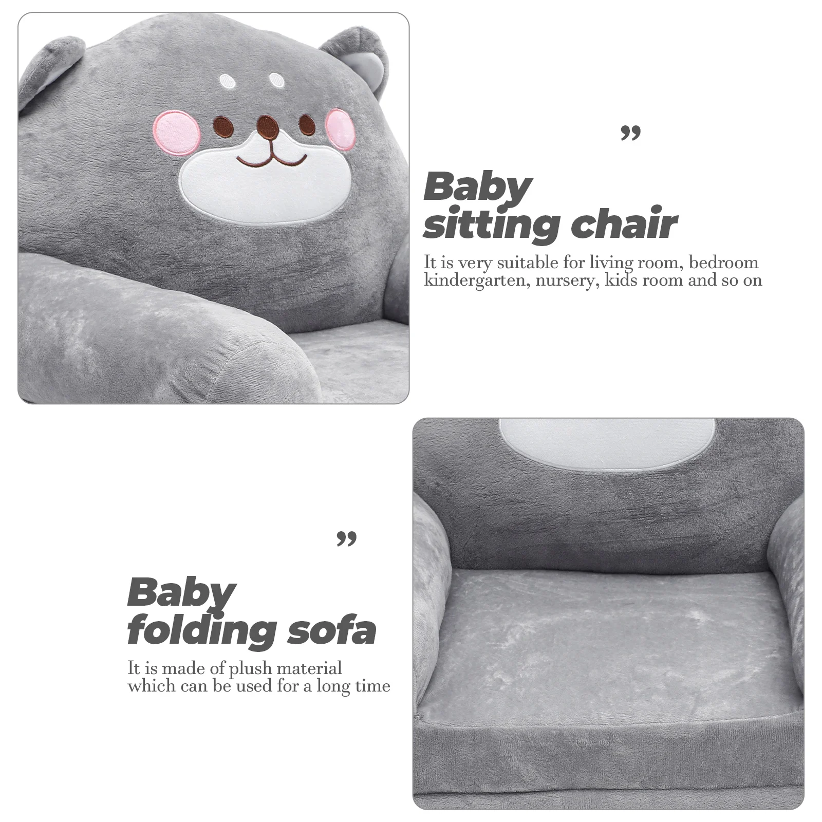 Folding Children\'s Sofa Kid Plush Seat Kids Seating For Infants Sitting Chair Couch Pearlescent Elephant Shape