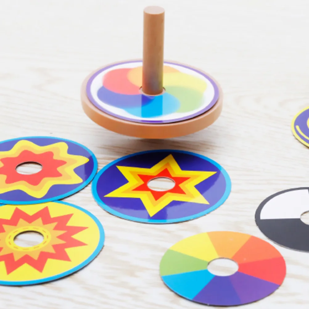 

2 Sets Wooden Tops With Colorful Cards For Kids Diy Painting Exercise Coordination Observation Skills Wood Gyro Antagonistic