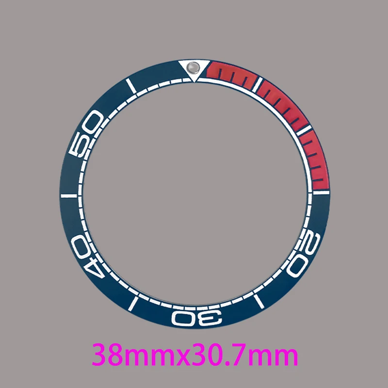38mm*30.7mm Curved Ceramics Bezel Insert Ring Fits SKX007 SKX009 SRPD GMT SUB Seahorse Watch Case Watch Ring  Parts Replacement