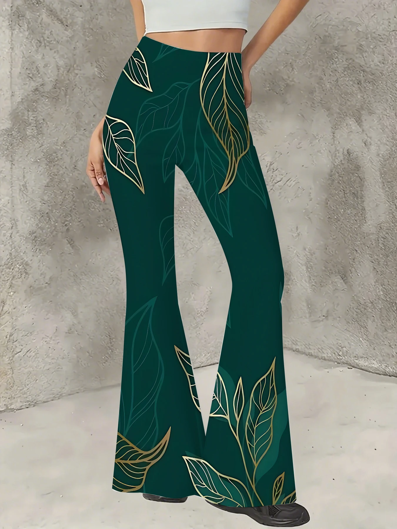 

Women's All-Over Print Flared Leggings Stretchy High Waist Bell Bottom Pants